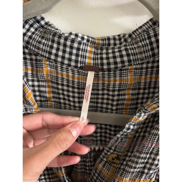 Free people Top Women's Small Break My Stride Long Sleeve Plaid Buttondown - Picture 3 of 6